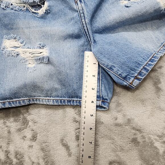 Simple Society Shorts Womens 11/30 Blue Distressed High Rise Stretch Denim Mom - Picture 11 of 13